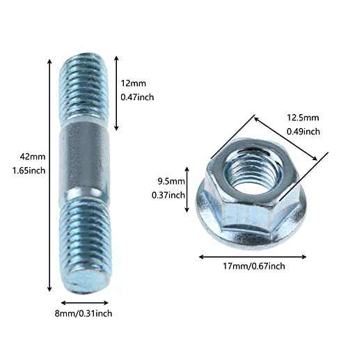 LUORNG 2 Sets 52/58/59 Chainsaw Parts Bar Nuts & Bar Studs Garden Tool Parts Accessories Chainsaw Attachment Guide Bar Studs and Nuts, Silver