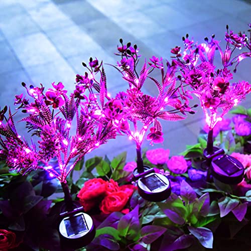 Aolyty Solar Lights Outdoor Garden Decorative, 2 Pack Solar Powered Phalaenopsis Flowers Lights Waterproof IP65 Solar In-Ground Lights, for Garden, Yard, Patio, Lawn Decor