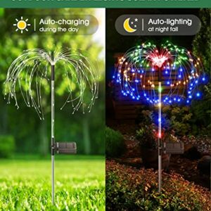 E-Kong Outdoor Solar Garden Lights 4 Pack, Upgraded 124 LEDs Outdoor Lights for Patio, Solar Fireworks Light with 2 Modes, IP65 Waterproof, Solar Pathway Lights for Yard, Garden, Walkway (Colorful)