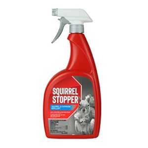 squirrel stopper animal repellent – safe & effective, all natural food grade ingredients; repels squirrels and chipmunks; ready to use, 32 fl. oz. trigger spray bottle