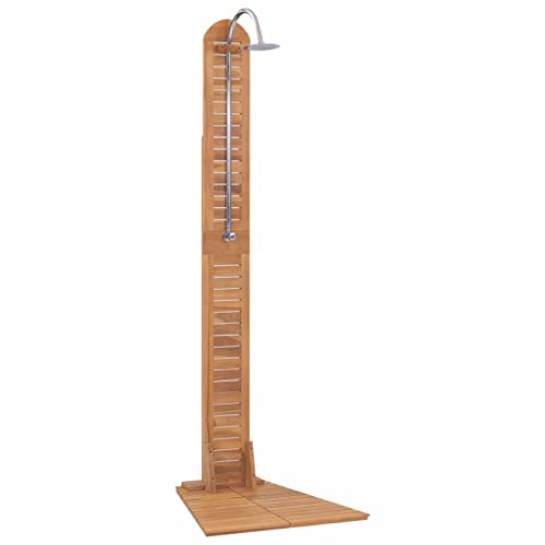 xiannv Garden Shower Solid Teak 27.6"x29.5"x80.3" Garden Shower with Base Adjustable Pressure Wood Outdoor Multi Colors