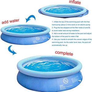 Family Inflatable Swimming Pool,Inflatable Kiddie Pools,Inflatable Top Ring Swimming Pools, Adults Pools Inflatable Outdoor Garden Waters Sports Game Easy Set Durable (8ft x 25in, Blue)