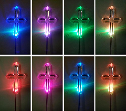 Florals Solar Cross Light Lamp, Solar Powered Garden Decor Stake Color Changing Yard LED Outdoor Landscape Light