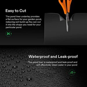 VIVOSUN 7 x 10 Feet Pond Liner, 14.5 Mil Durable LLDPE Pond Skins for Waterfall, Pond and Fish Ponds, Black