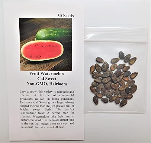 David's Garden Seeds Fruit Watermelon Cal Sweet 1298 (Red) 50 Non-GMO, Heirloom Seeds