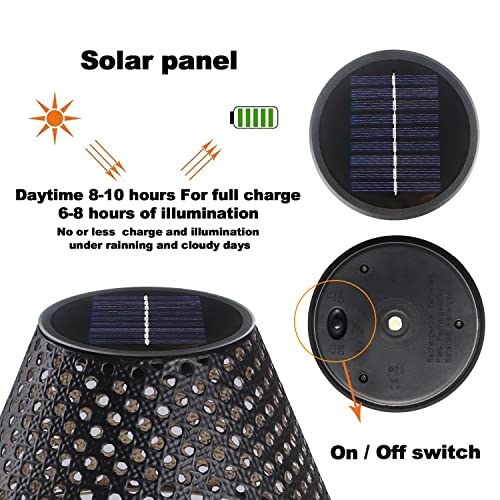 Newinhome Metal Solar Lamp Outdoor Patio,Waterproof Solar Floor Lights, Big Decorative Lantern for Deck Lawn Yard Garden Pool Pathway（Black）