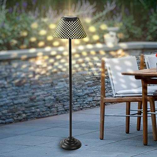 Newinhome Metal Solar Lamp Outdoor Patio,Waterproof Solar Floor Lights, Big Decorative Lantern for Deck Lawn Yard Garden Pool Pathway（Black）