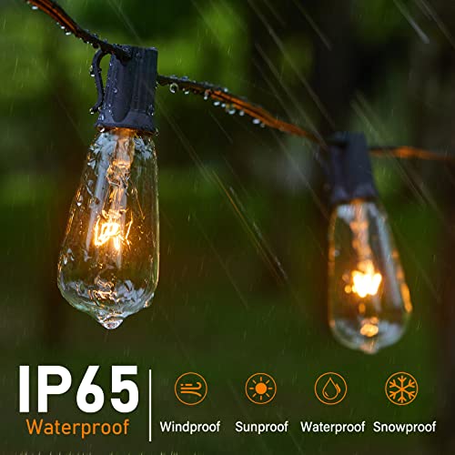 25ft Outdoor String Lights, Patio Hanging Lights with 25 Edison Glass Bulbs, Waterproof UL Listed Connectable Bistro Lights for Backyard Garden Cafe Camper Deck Porch Party Wedding, Black Wire