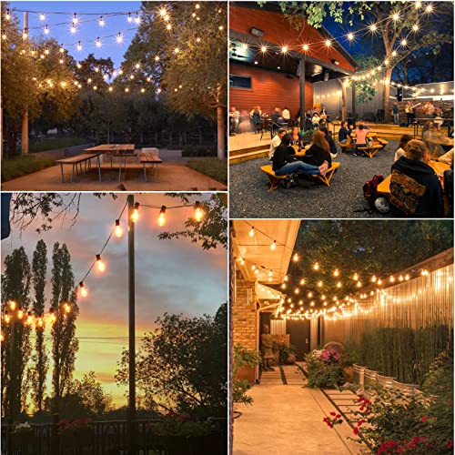 25ft Outdoor String Lights, Patio Hanging Lights with 25 Edison Glass Bulbs, Waterproof UL Listed Connectable Bistro Lights for Backyard Garden Cafe Camper Deck Porch Party Wedding, Black Wire