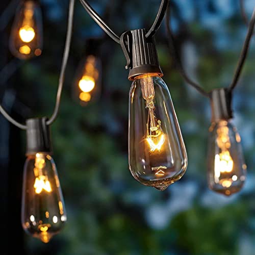 25ft Outdoor String Lights, Patio Hanging Lights with 25 Edison Glass Bulbs, Waterproof UL Listed Connectable Bistro Lights for Backyard Garden Cafe Camper Deck Porch Party Wedding, Black Wire