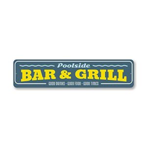 Poolside Bar & Grill, Decorative Backyard Sign, Garden Pool Sign - 9 x 36 inches