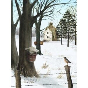 For Canvas Picture Print WAITING FOR SPRING 12" x 16" Robin Farm Area Home & Garden