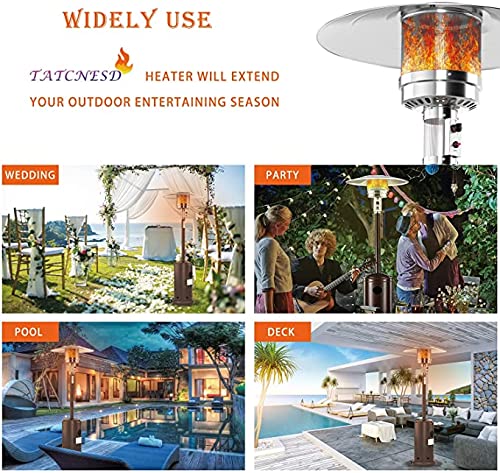 Patio Heater Propane with Cover - Outdoor Heaters For Patio Propane Heater Floor Standing with Wheels - Commercial Stainless Steel Gas Space Heaters for Outside Tent Camping, Porch, Pool and Garden