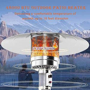 Patio Heater Propane with Cover - Outdoor Heaters For Patio Propane Heater Floor Standing with Wheels - Commercial Stainless Steel Gas Space Heaters for Outside Tent Camping, Porch, Pool and Garden