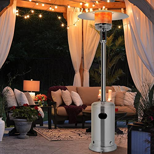 ARLIME Patio Heater Outdoor, 48000 BTU Gas Patio Heater with Trip-over Protection & CSA Certified, Stainless Steel Outdoor Propane Heater with Wheels for Yard, Garden, Party Commercial Restaurant