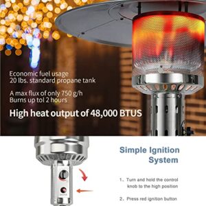 ARLIME Patio Heater Outdoor, 48000 BTU Gas Patio Heater with Trip-over Protection & CSA Certified, Stainless Steel Outdoor Propane Heater with Wheels for Yard, Garden, Party Commercial Restaurant