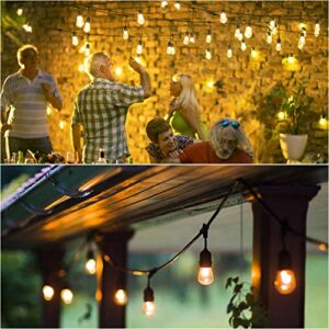 30FT Outdoor String Lights, 2700K Outdoor Lights for Patio Lights with S14 Shatterproof LED Bulb, Waterproof Connectable Hanging String Lights for Bistro Garden Porch Party Wedding, E26 Socket Base