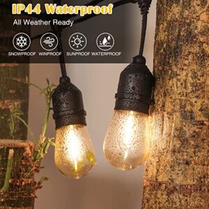 30FT Outdoor String Lights, 2700K Outdoor Lights for Patio Lights with S14 Shatterproof LED Bulb, Waterproof Connectable Hanging String Lights for Bistro Garden Porch Party Wedding, E26 Socket Base