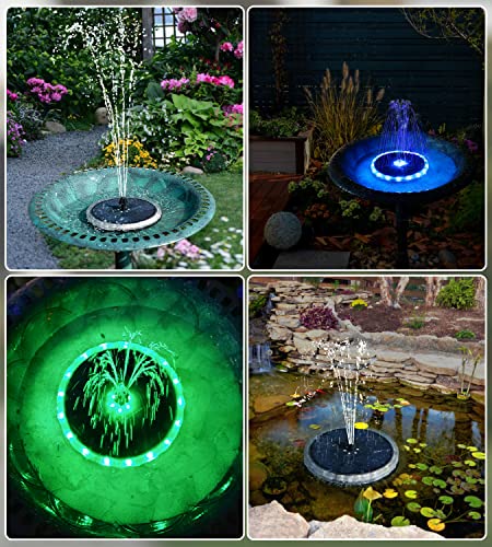 Yzert Solar Fountain Matte Panel with 4000 Capacity Battery, 4W Floating Solar Bird Bath Fountains with 8 Nozzles & 4 Fixed Rods, Solar Fountain Pump for Bird Bath,Garden, Pond, Outdoor