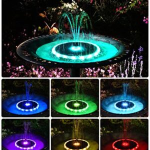 Yzert Solar Fountain Matte Panel with 4000 Capacity Battery, 4W Floating Solar Bird Bath Fountains with 8 Nozzles & 4 Fixed Rods, Solar Fountain Pump for Bird Bath,Garden, Pond, Outdoor