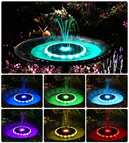 Yzert Solar Fountain Matte Panel with 4000 Capacity Battery, 4W Floating Solar Bird Bath Fountains with 8 Nozzles & 4 Fixed Rods, Solar Fountain Pump for Bird Bath,Garden, Pond, Outdoor