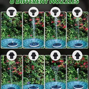 Yzert Solar Fountain Matte Panel with 4000 Capacity Battery, 4W Floating Solar Bird Bath Fountains with 8 Nozzles & 4 Fixed Rods, Solar Fountain Pump for Bird Bath,Garden, Pond, Outdoor