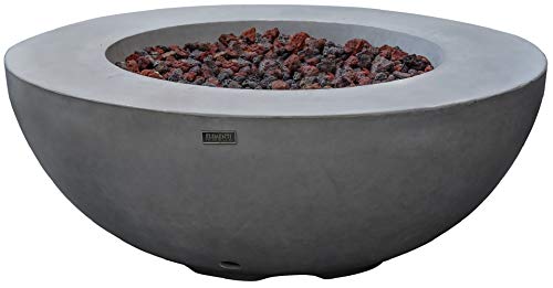 Elementi Lunar Bowl Cast Concrete Propane Fire Table, Outdoor Fire Pit Fire Table/ Patio Furniture, 45,000 BTU Auto-Ignition, Stainless Steel Burner, Canvas Cover & Lava Rock Included