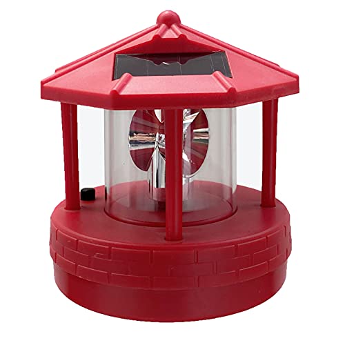 Erthree Garden Solar Lights, Outdoor LED Solar Lighthouse, Durable Rotatable Waterproof Solar Lights for Pathway (red - L)