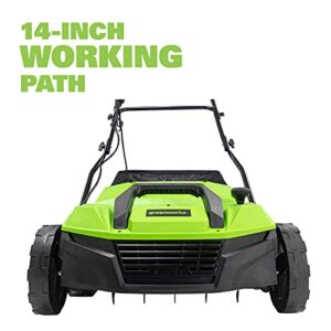 Greenworks 13 Amp 14-Inch Corded Dethatcher / Scarifier, DT13B00