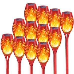 kyekio 12pack solar flame torch lights for outside decor, outside solar lights for yard, garden lights solar powered waterproof, outdoor decoration for garden yard porch pool patio decor luces solares