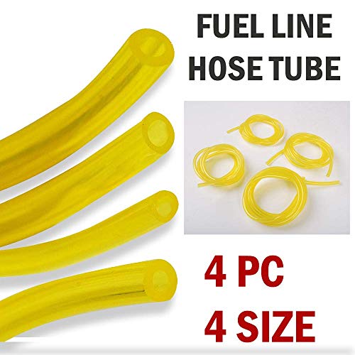 4 Sizes Petrol Fuel Gas Line Pipe Hose Tubing For String Trimmer Chainsaw Blower Lawn Mower and other Power Tools For 2 Cycle Engine for Poulan, Craftman (Yellow 4PC)