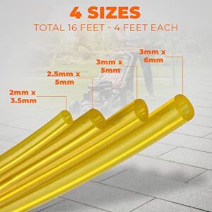 4 Sizes Petrol Fuel Gas Line Pipe Hose Tubing For String Trimmer Chainsaw Blower Lawn Mower and other Power Tools For 2 Cycle Engine for Poulan, Craftman (Yellow 4PC)