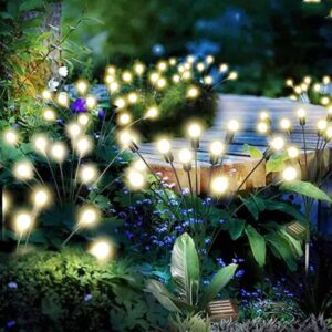 Timebusvv Solar Powered Firefly Lights Outdoor Waterproof, Decorative Solar Starburst Swaying Garden Lights, for Pathway Yard Outdoor Holiday Decorative Lights (2Pack 16Blue)