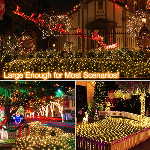 20ft x 13ft Christmas Net Lights Outdoor Mesh Lights - 660 LED Waterproof 8 Modes Remote Timer Dimmable Ceiling Fairy Blanket Lights Plug In for Canopy Roof Wall Bush Lawn Yard Garden (Warm White)