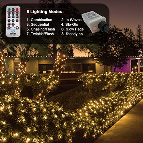 20ft x 13ft Christmas Net Lights Outdoor Mesh Lights - 660 LED Waterproof 8 Modes Remote Timer Dimmable Ceiling Fairy Blanket Lights Plug In for Canopy Roof Wall Bush Lawn Yard Garden (Warm White)