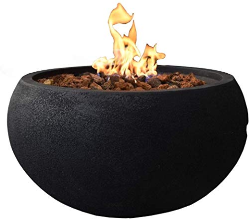 MODENO Outdoor Fire Pit Propane Garden Fire Bowl, 40,000 BTU CSA Certified Firepit，Auto-Ignition System Fireplace, Lava Rock&PVC Cover Included (27 x 27 x 14'', Black)