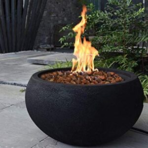 MODENO Outdoor Fire Pit Propane Garden Fire Bowl, 40,000 BTU CSA Certified Firepit，Auto-Ignition System Fireplace, Lava Rock&PVC Cover Included (27 x 27 x 14'', Black)