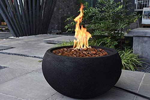 MODENO Outdoor Fire Pit Propane Garden Fire Bowl, 40,000 BTU CSA Certified Firepit，Auto-Ignition System Fireplace, Lava Rock&PVC Cover Included (27 x 27 x 14'', Black)