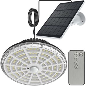 yoyojames solar shed light pendant light – indoor&outdoor ip55 waterproof 360°lightingsolar indoor lights with remote control motion sensor/timer/5 modes/garden/home shed garage