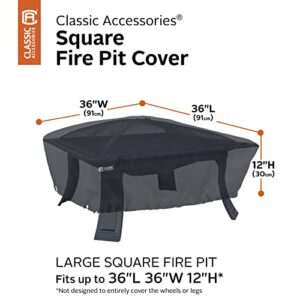 Classic Accessories Water-Resistant 36 Inch Full Coverage Square Fire Pit Cover, Patio Furniture Covers