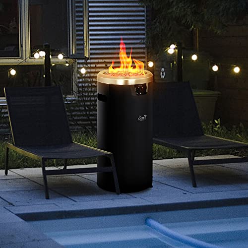 BALI OUTDOORS 15 inch Round Gas Fire Pit, Patio Fireplace, Propane Fire Column with Blue Fire Glass for Outdoor Backyard Garden