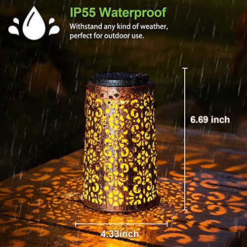 Solar Lantern - Hanging Solar Lights Outdoor Waterproof, Metal Lantern Decorative Solar Powered Patio Decor for Garden Yard Backyard Porch Table Pathway Tree Lighting, Cool/Warm Light, 2 Pack