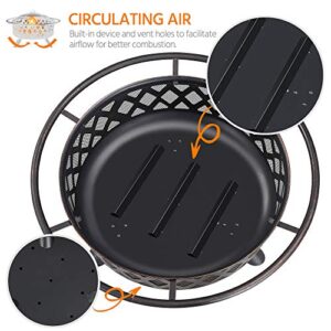 Yaheetech 36 Inch Outdoor Round Fire Pit - Backyard Patio Garden Stove Bonfire Wood Burning Firepit for Outside with Spark Screen and Poker