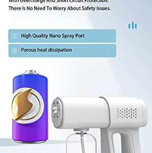 Handheld Steam Fogger Sprayer Gun Spray Machine Nano Electric Sanitizing Atomizer, Light Portable Cordless Intelligent Rechargeable Sterilizek For Home,Office,School,Garden, Indoor And Outdoor (White)