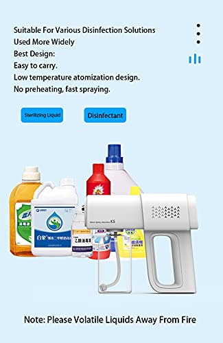 Handheld Steam Fogger Sprayer Gun Spray Machine Nano Electric Sanitizing Atomizer, Light Portable Cordless Intelligent Rechargeable Sterilizek For Home,Office,School,Garden, Indoor And Outdoor (White)