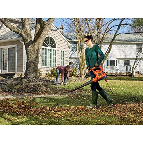 BLACK+DECKER Electric Leaf Blower, Leaf Vacuum and Mulcher 3 in 1, 250 mph Airflow, 400 cfm Delivery Power, Reusable Bag Included, Corded (BEBL7000)