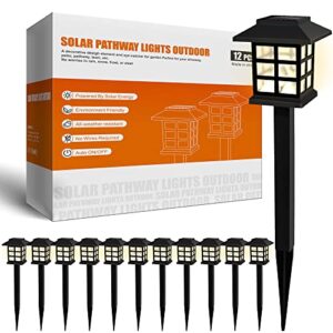 Otdair 12 Pack Solar Pathway Lights Outdoor, Decorative Solar Garden Lights, Waterproof Solar Lights for Garden, Patio, Yard, Landscape, Pathway, Driveway, Lawn (Warm Light)