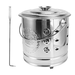 GANAZONO 1 Set Incinerator Burn Barrel with Lid Ancestor Money Burning Pot Sacrificial Ash Bucket Burning Leaves Bin for Home Outdoor Garden Patio Yard