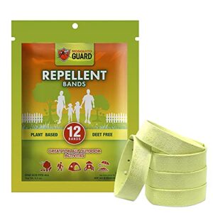 mosquito guard repellent bands / bracelets (12 pack) made with natural plant based ingredients – citronella, lemongrass oil. deet free