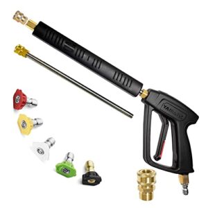 yamatic pressure washer gun with 3/8″ swivel quick connector & m22-14mm fitting, flexible extension wand replacement for most power washer, 40 inch, 4000 psi